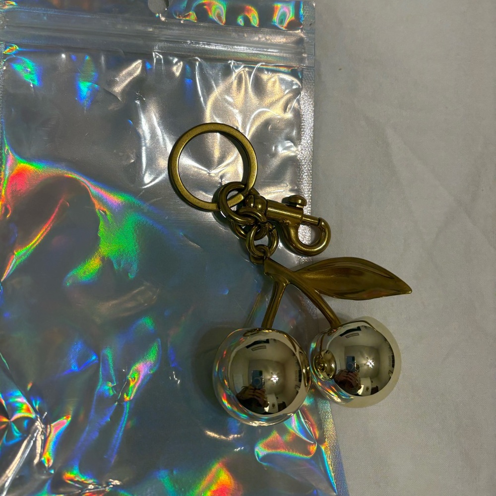 Gold Cherry Keychain or Bag Charm